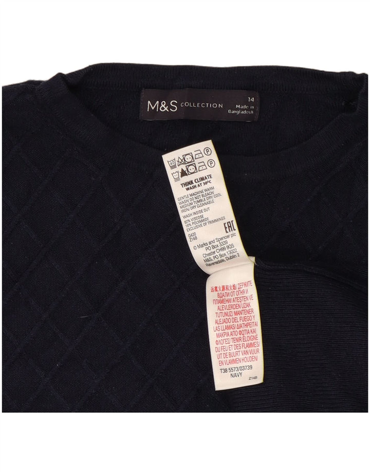 Marks & Spencer Womens Crew Neck Jumper Sweater UK 14 Medium Navy Blue