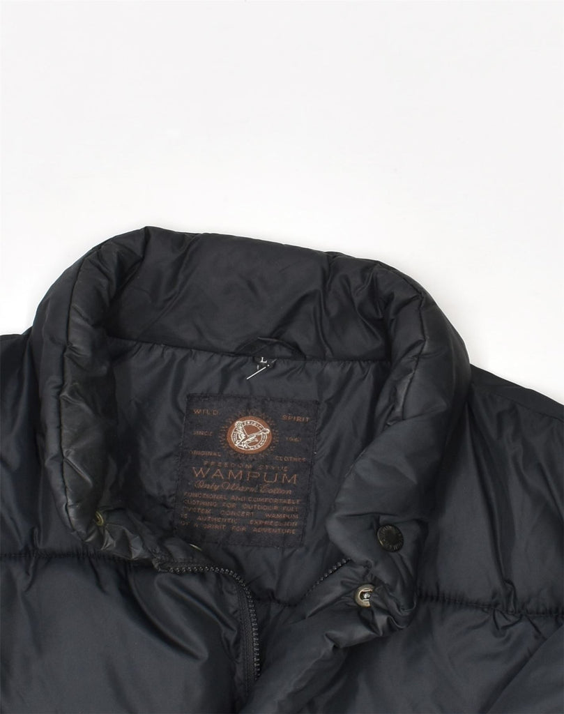WAMPUM Mens Hooded Padded Jacket UK 40 Large Black | Vintage Wampum | Thrift | Second-Hand Wampum | Used Clothing | Messina Hembry 