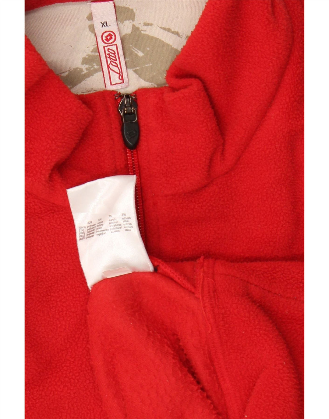 Lotto Mens Zip Neck Fleece Jumper XL Red Colourblock Polyester