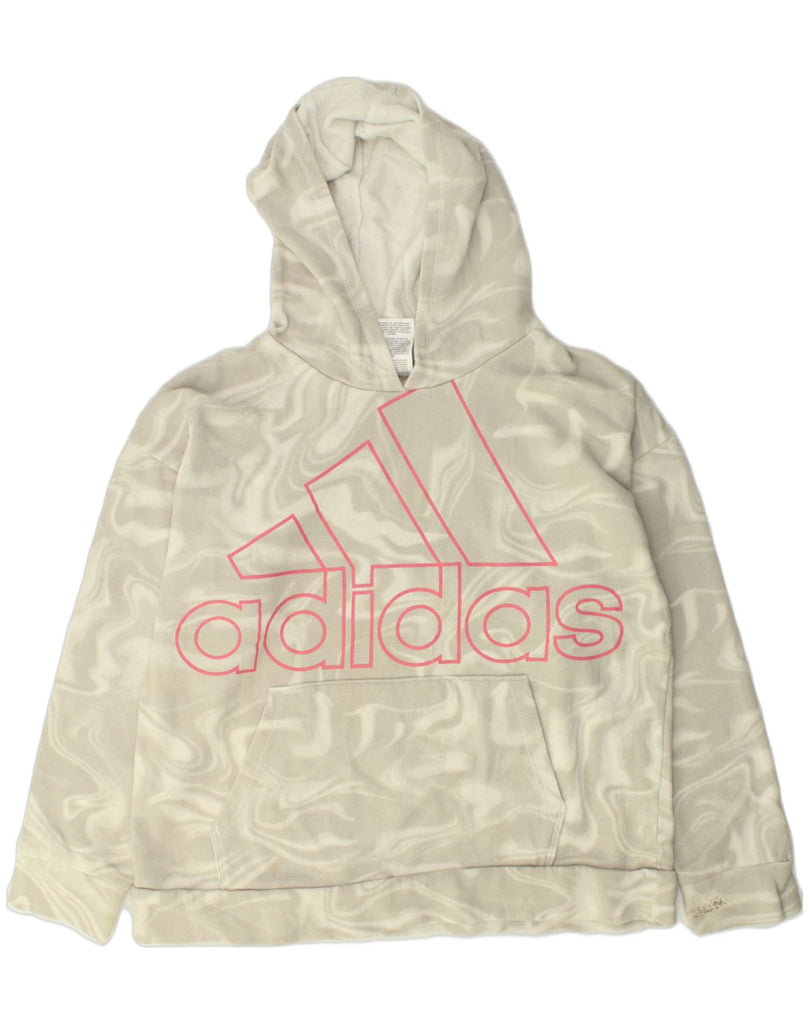 ADIDAS Girls Graphic Hoodie Jumper 10-11 Years medium  Grey Tie Dye Cotton | Vintage Adidas | Thrift | Second-Hand Adidas | Used Clothing | Messina Hembry 