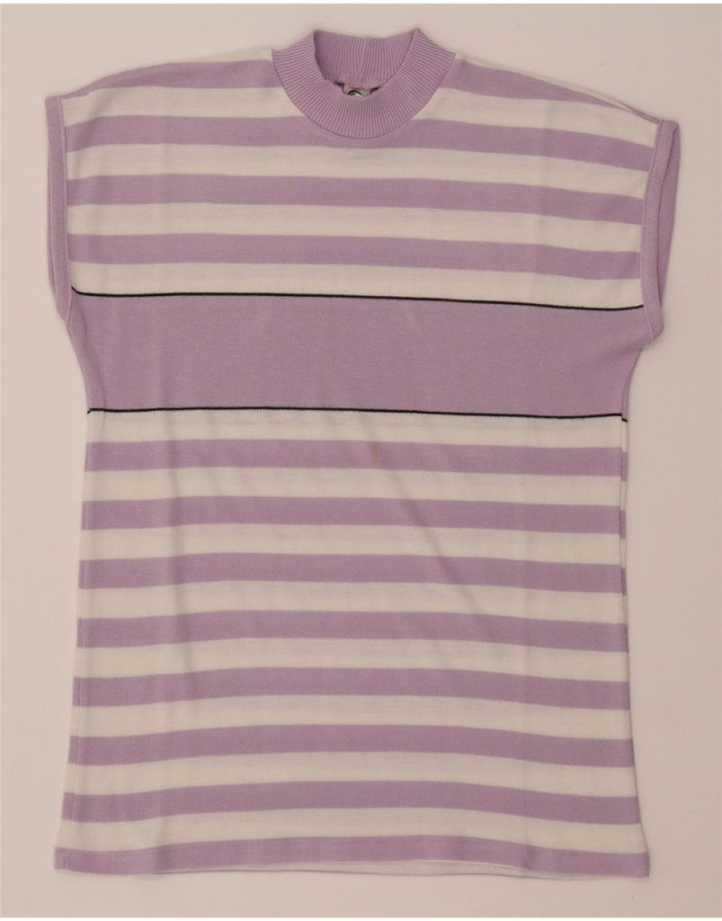 C&A Womens Longline Turtle Neck Jumper Sweater UK 10 Small Purple Striped Vintage C&A and Second-Hand C&A from Messina Hembry 