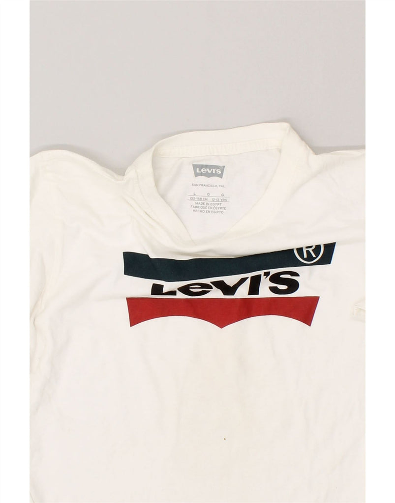 LEVI'S Boys Graphic T-Shirt Top 12-13 Years Large  White Cotton | Vintage Levi's | Thrift | Second-Hand Levi's | Used Clothing | Messina Hembry 