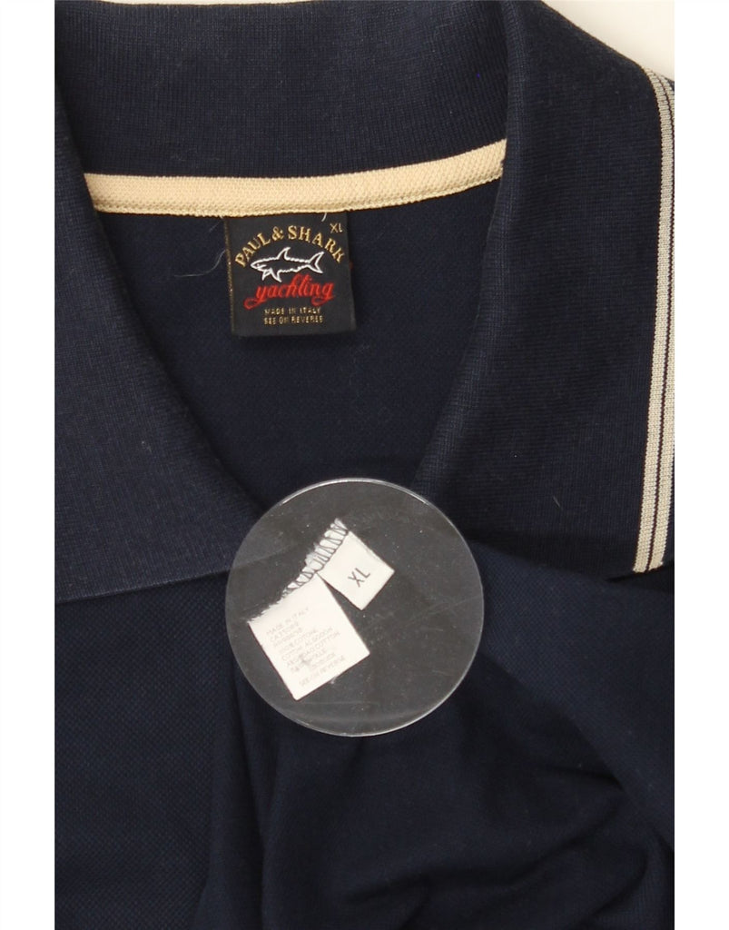 PAUL & SHARK Mens Yachting Polo Shirt XL Navy Blue Cotton Vintage Paul & Shark and Second-Hand Paul & Shark from Messina Hembry 