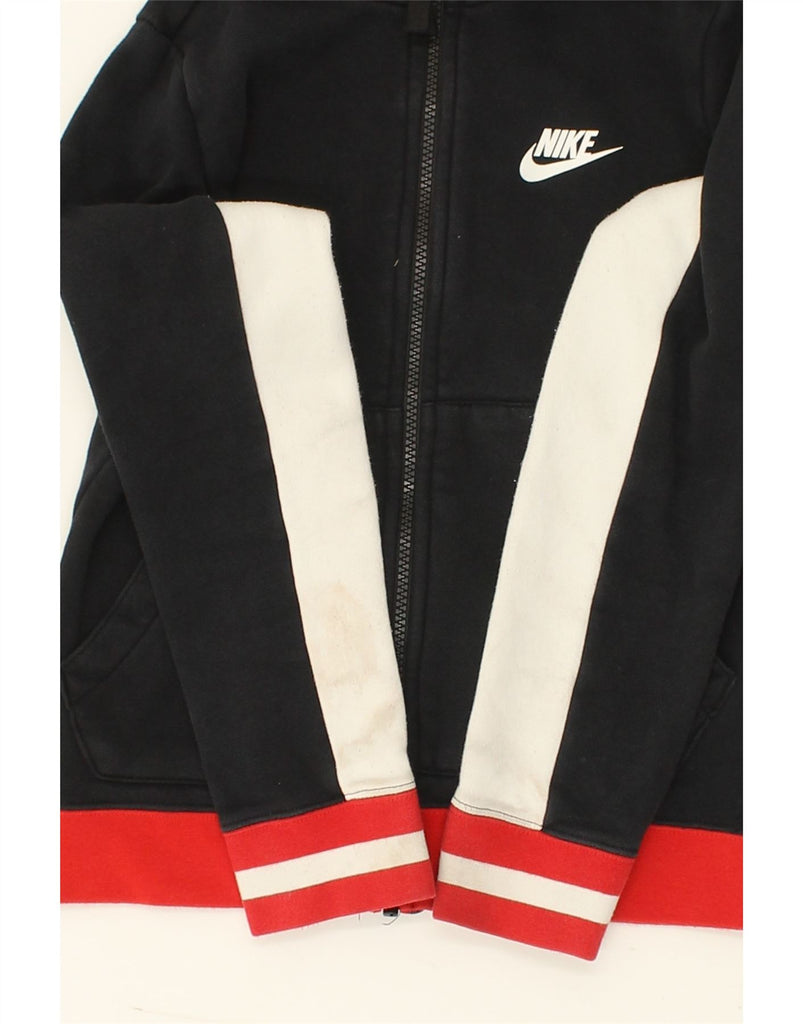 NIKE Boys Zip Hoodie Sweater 8-9 Years Small Black Colourblock Cotton | Vintage Nike | Thrift | Second-Hand Nike | Used Clothing | Messina Hembry 
