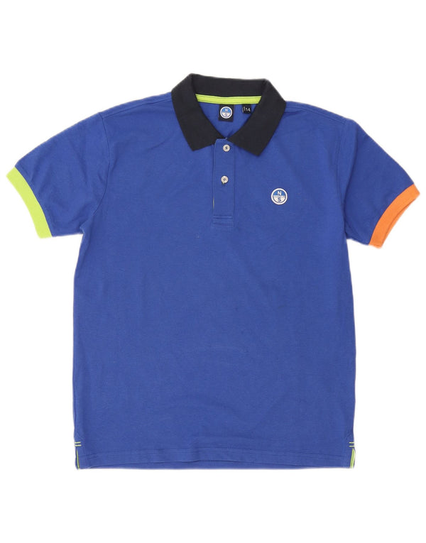 North Sails Boys Polo Shirt 13-14 Years Blue Colourblock Cotton