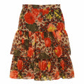 VINTAGE Womens Tiered Skirt W28 Medium Multicoloured Floral Polyester Vintage Vintage and Second-Hand Vintage from Messina Hembry 