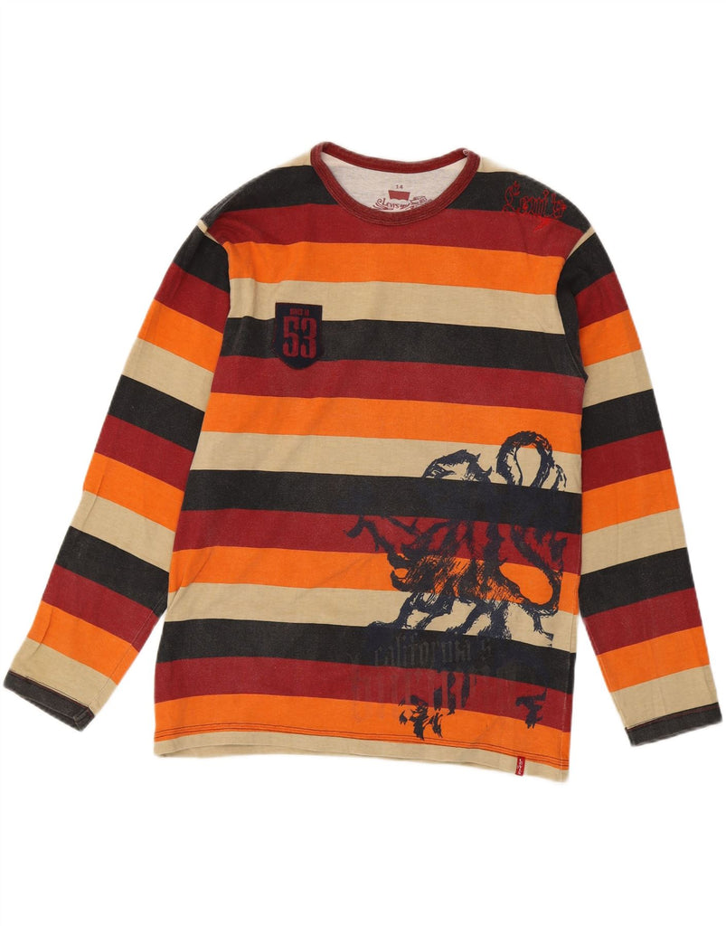 LEVI'S Boys Graphic Top Long Sleeve 13-14 Years Multicoloured Striped Vintage Levi's and Second-Hand Levi's from Messina Hembry 