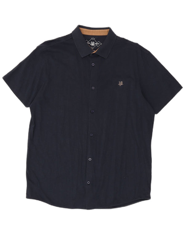 Harmont & Blaine Mens Short Sleeve Regular Fit Shirt 3XL Navy Blue Cotton