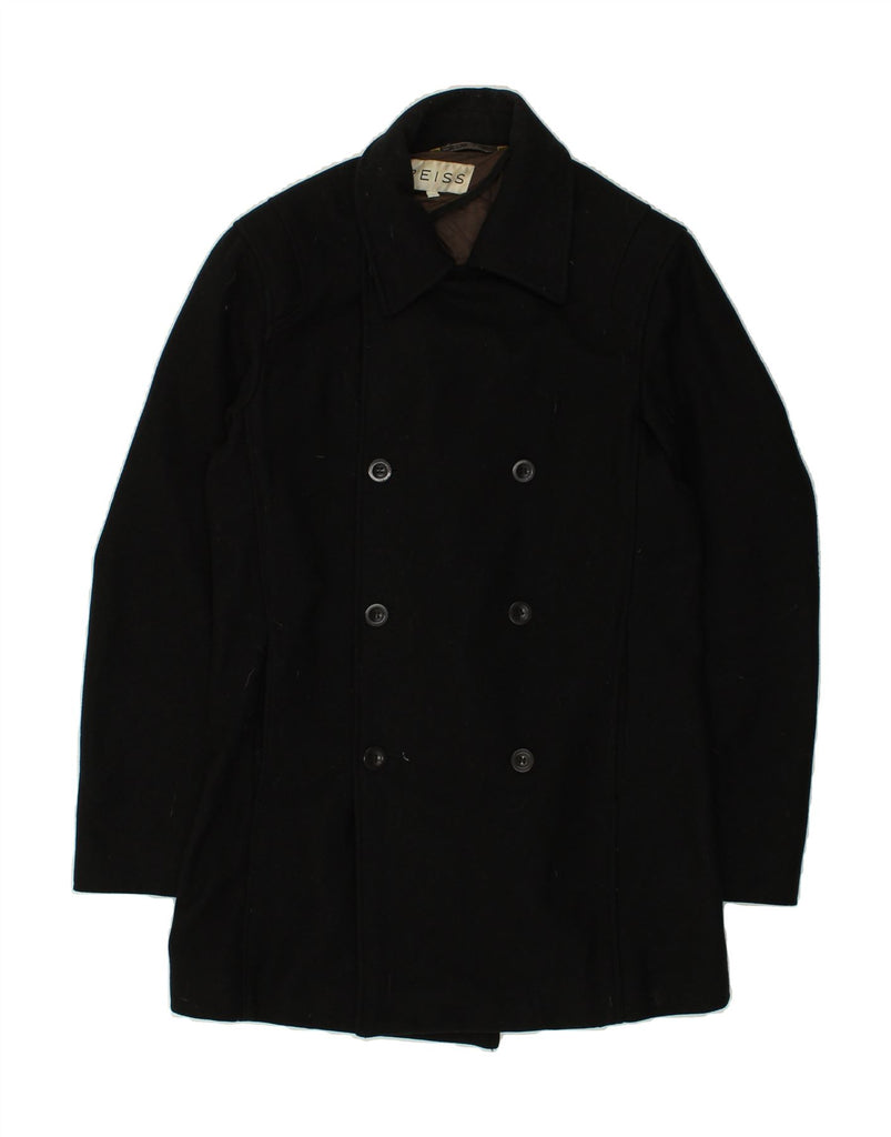 REISS Mens Double Breasted Coat UK 36 Small Black Wool | Vintage Reiss | Thrift | Second-Hand Reiss | Used Clothing | Messina Hembry 