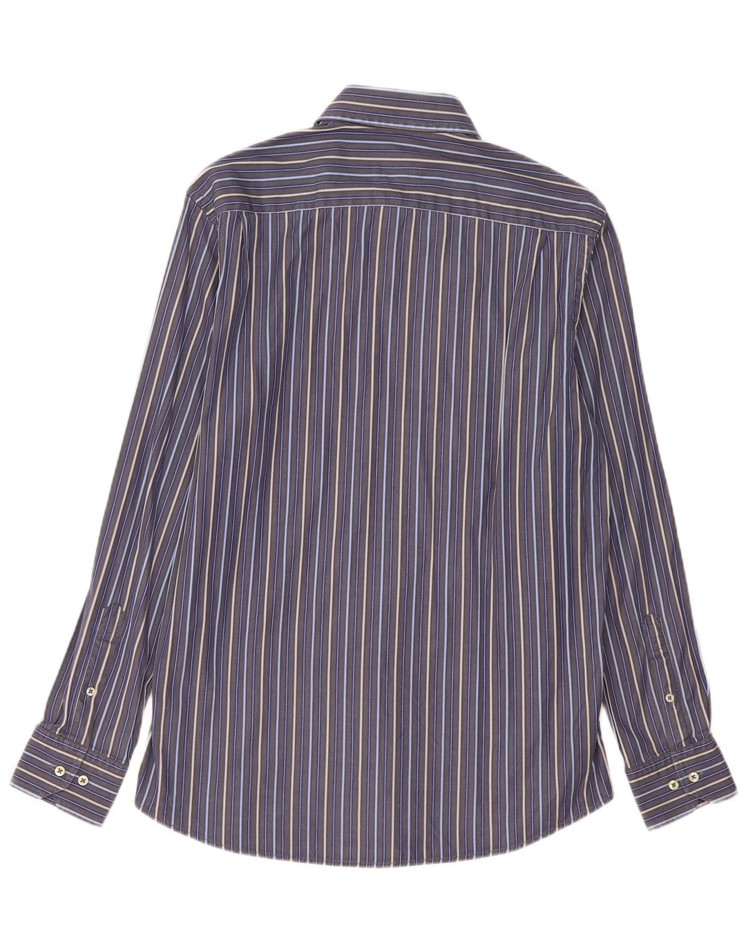 Massimo Dutti Mens Shirt Size 42 16 1/2 Large Navy Blue Striped