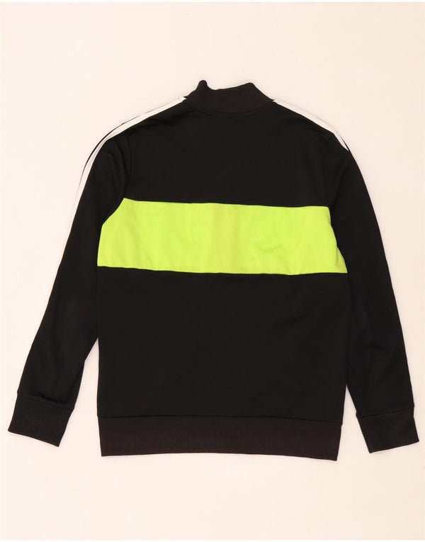 Adidas Boys Tracksuit Top Jacket 12-13 Years Black Colourblock Polyester