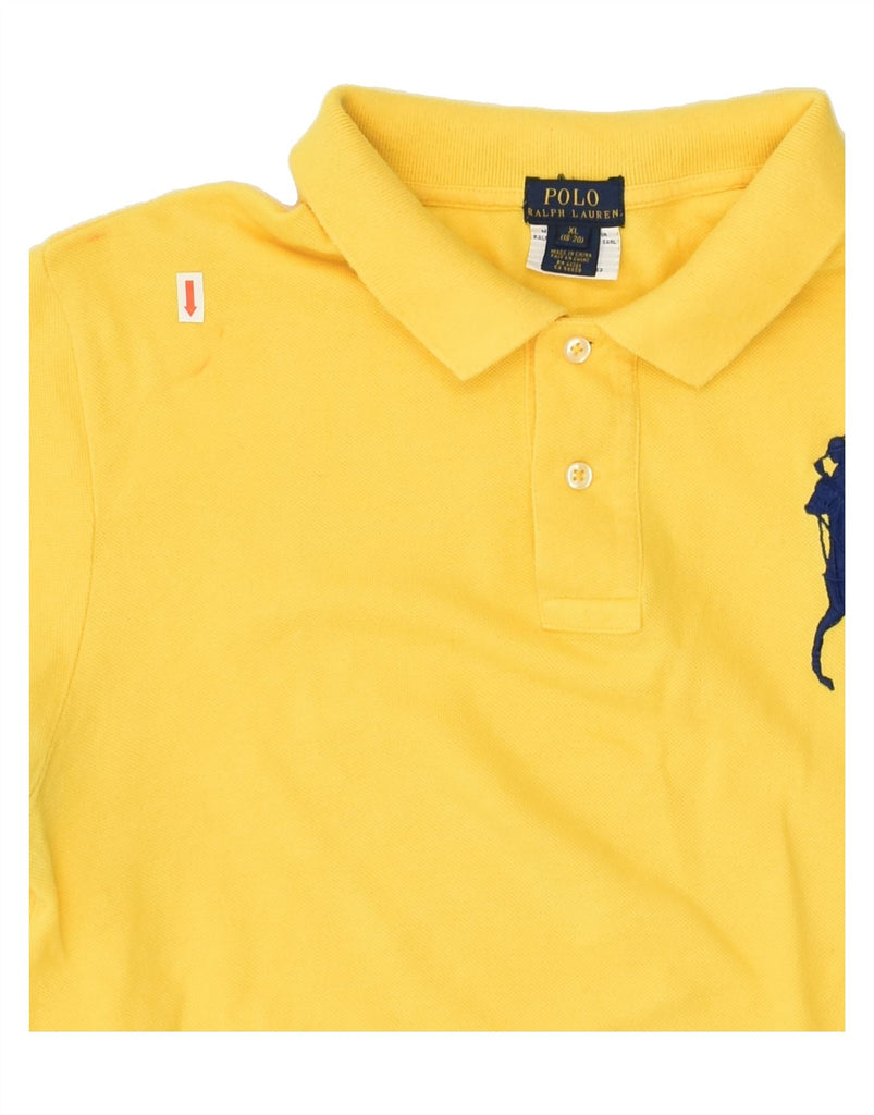 POLO RALPH LAUREN Boys Long Sleeve Polo Shirt 15-16 Years XL Yellow Cotton | Vintage Polo Ralph Lauren | Thrift | Second-Hand Polo Ralph Lauren | Used Clothing | Messina Hembry 