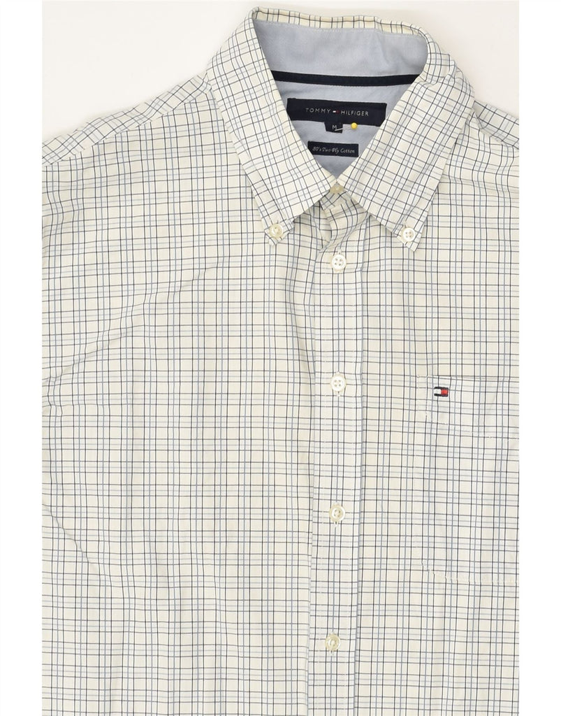 TOMMY HILFIGER Mens 80'S Two Ply Shirt Medium White Check Cotton | Vintage Tommy Hilfiger | Thrift | Second-Hand Tommy Hilfiger | Used Clothing | Messina Hembry 