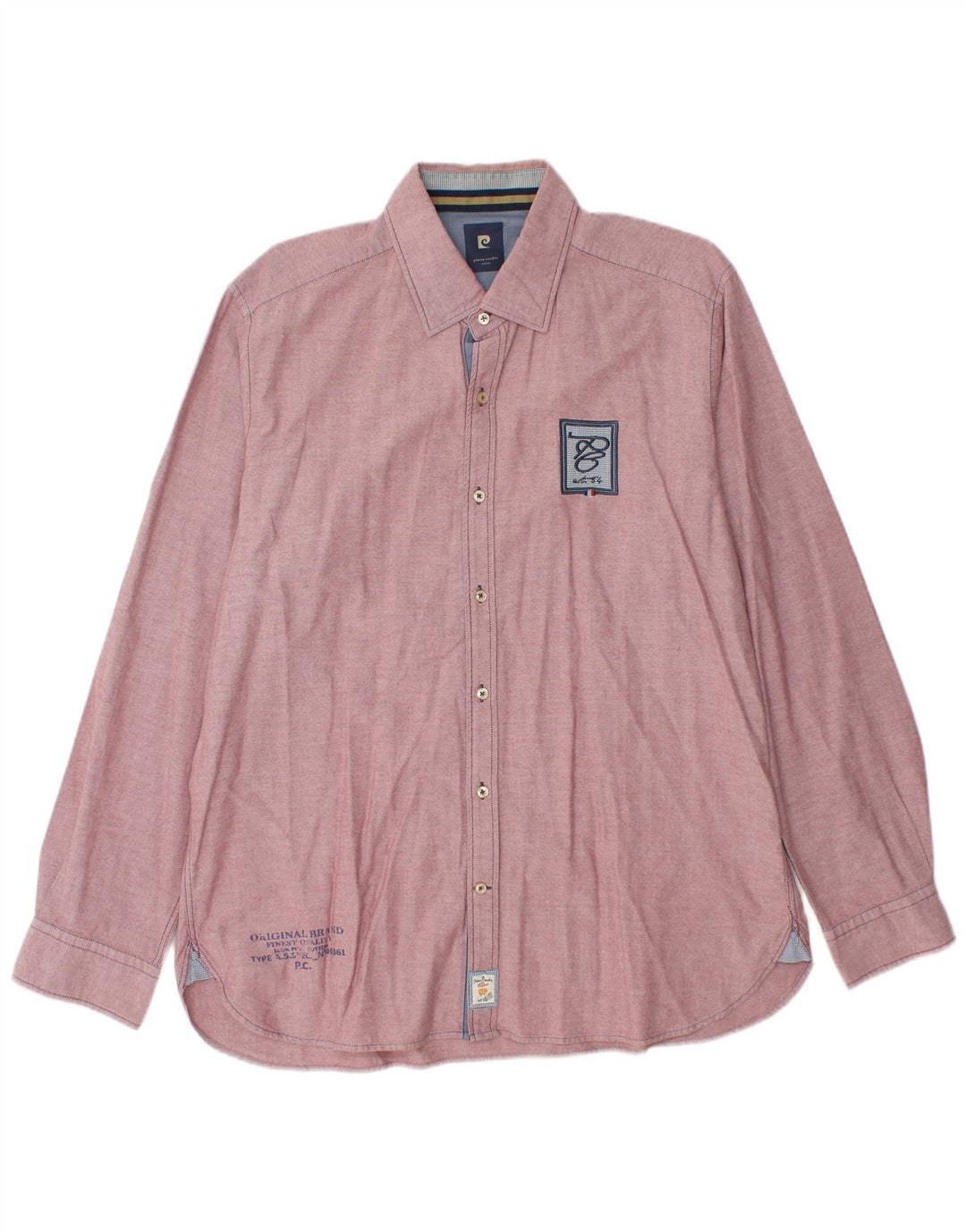 PIERRE CARDIN Mens Shirt XL Burgundy Cotton
