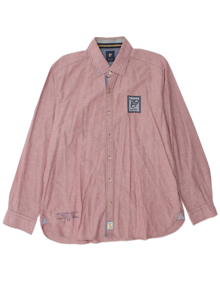 PIERRE CARDIN Mens Shirt XL Burgundy Cotton