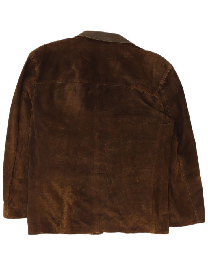 Vintage Mens 2 Button Suede Blazer Jacket IT 54 2XL Brown