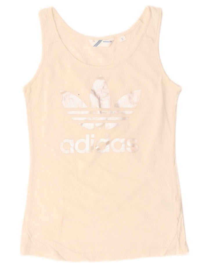 Adidas Womens Graphic Vest Top IT 38 XS White Cotton