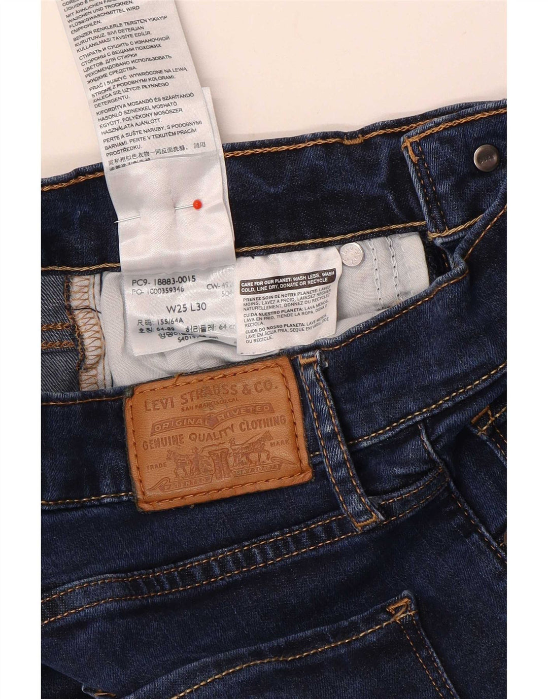 Levi's Womens 724 High Rise Straight Jeans W25 L30 Navy Blue Polyester