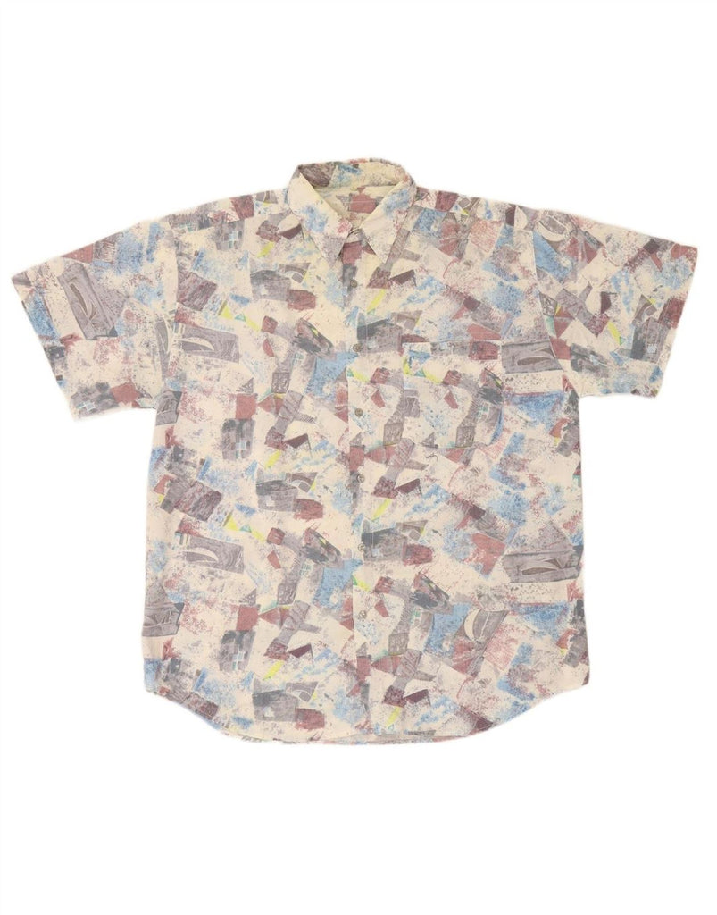 VINTAGE Mens Short Sleeve Shirt Large Multicoloured Geometric Polyester Vintage Vintage and Second-Hand Vintage from Messina Hembry 