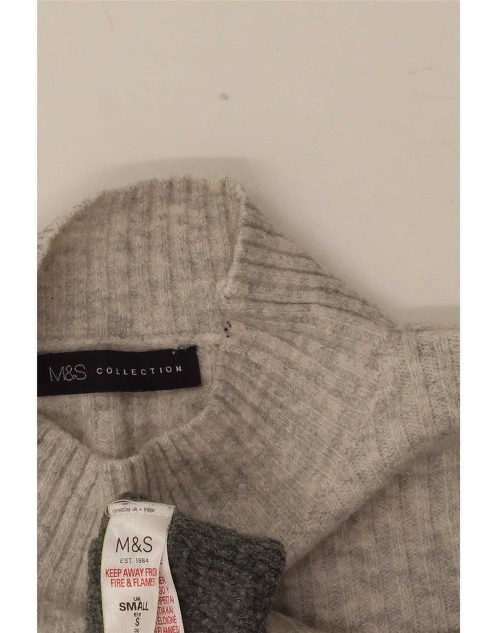 Marks & Spencer Womens Turtle Neck Jumper Sweater UK 10 Small Grey