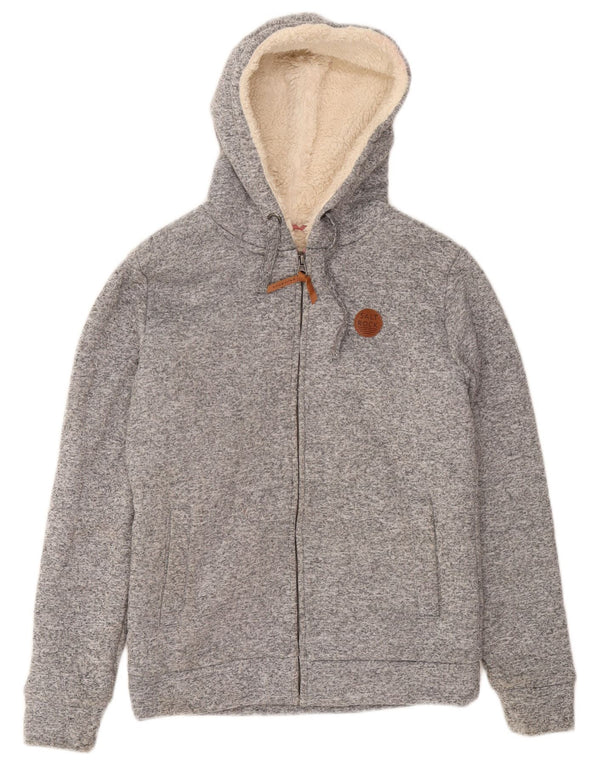 Saltrock Womens Hooded Sherpa Zip Hoodie Sweater UK 10 Small Grey Flecked