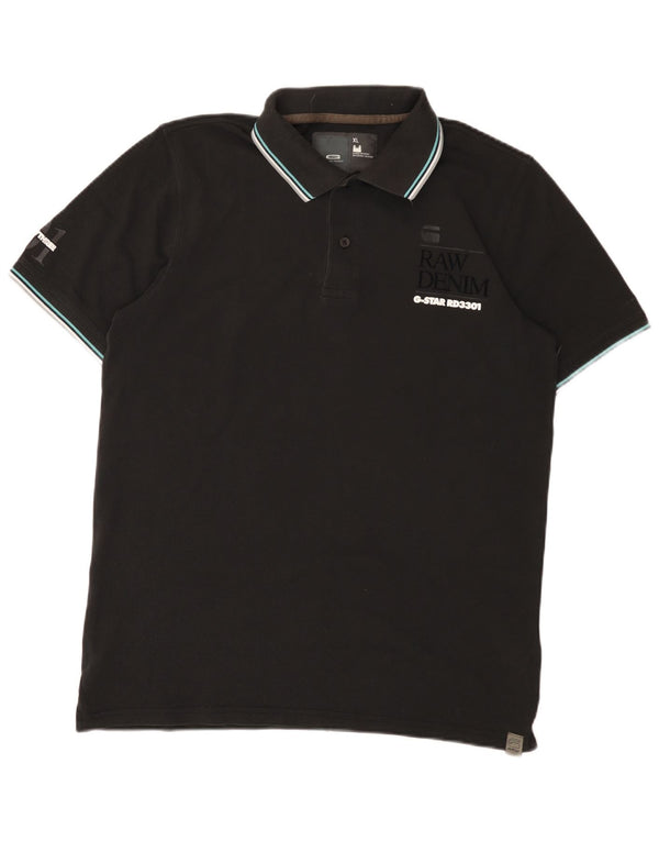 G-Star Mens Graphic Polo Shirt XL Black Cotton