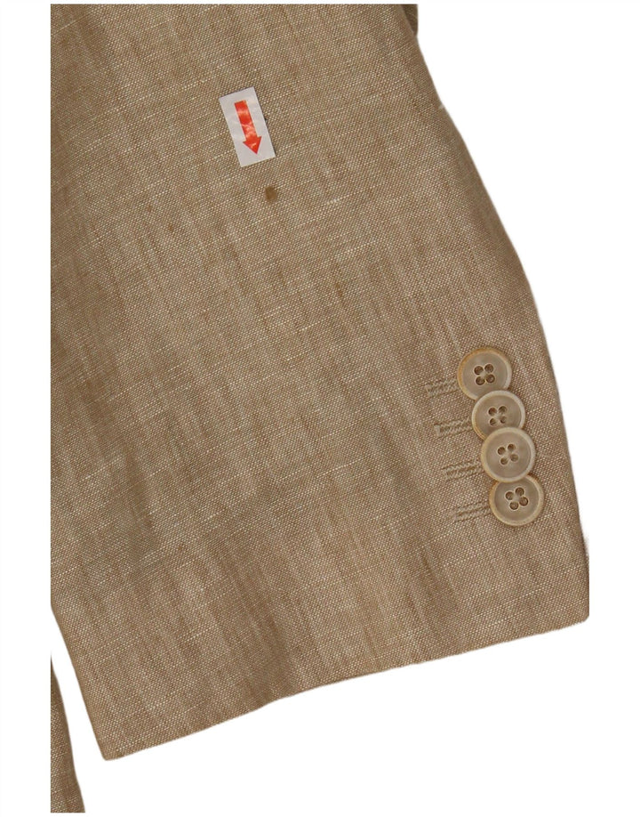 MASSIMO DUTTI Mens 3 Button Blazer Jacket UK 38 Medium Beige Linen