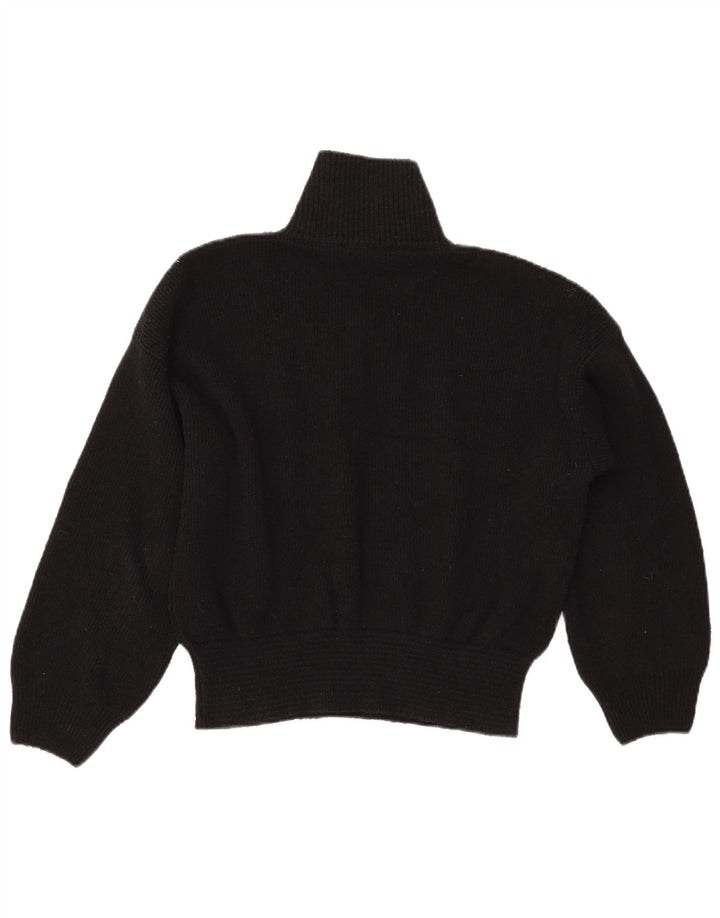 ZARA Womens Zip Neck Jumper Sweater UK 14 Medium Black Polyester