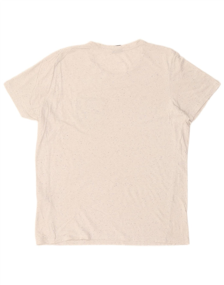 Jack & Jones Mens T-Shirt Top Large White Flecked Cotton