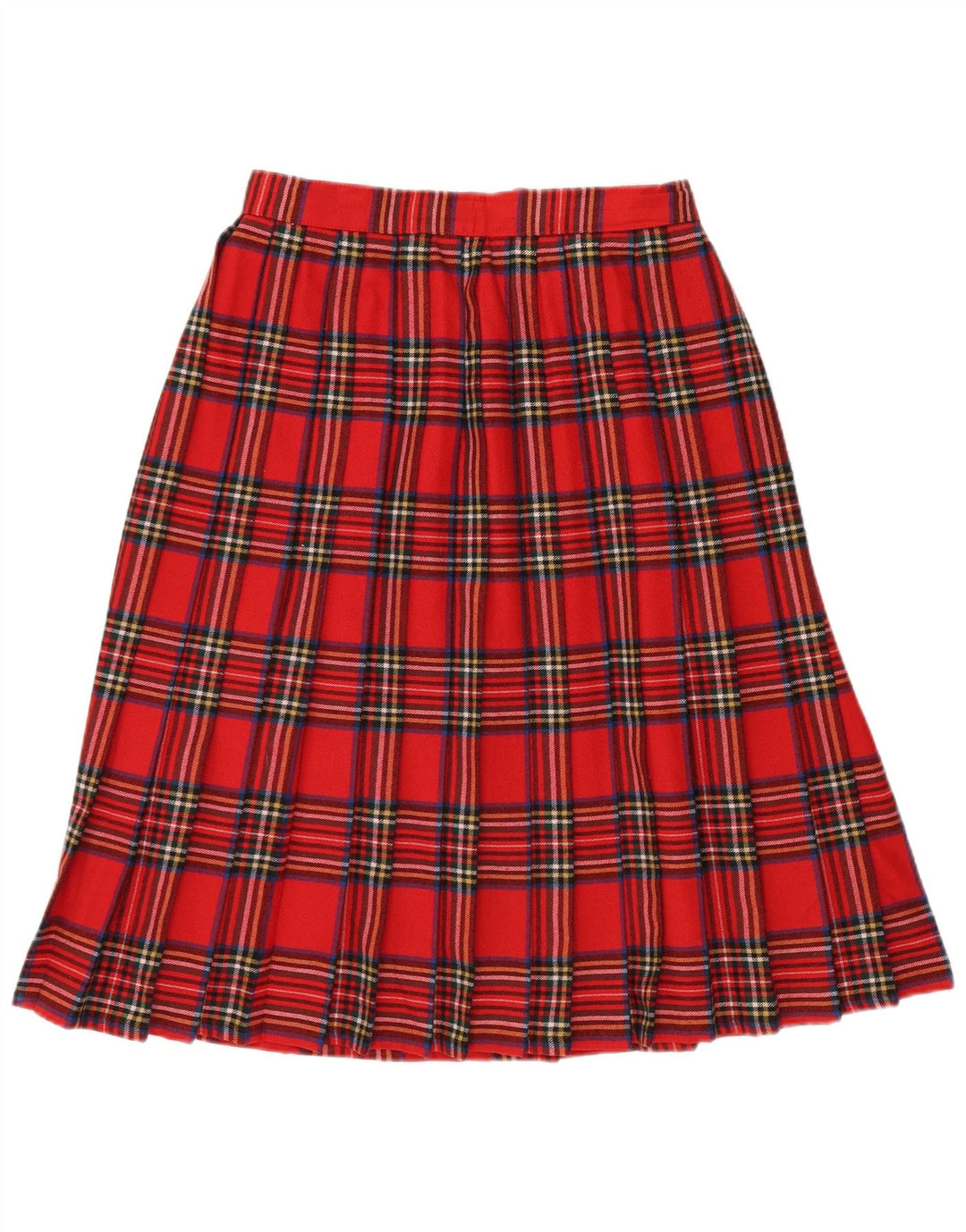 VINTAGE Womens Knife Pleated Skirt IT 44 Medium W32 Red Check Wool