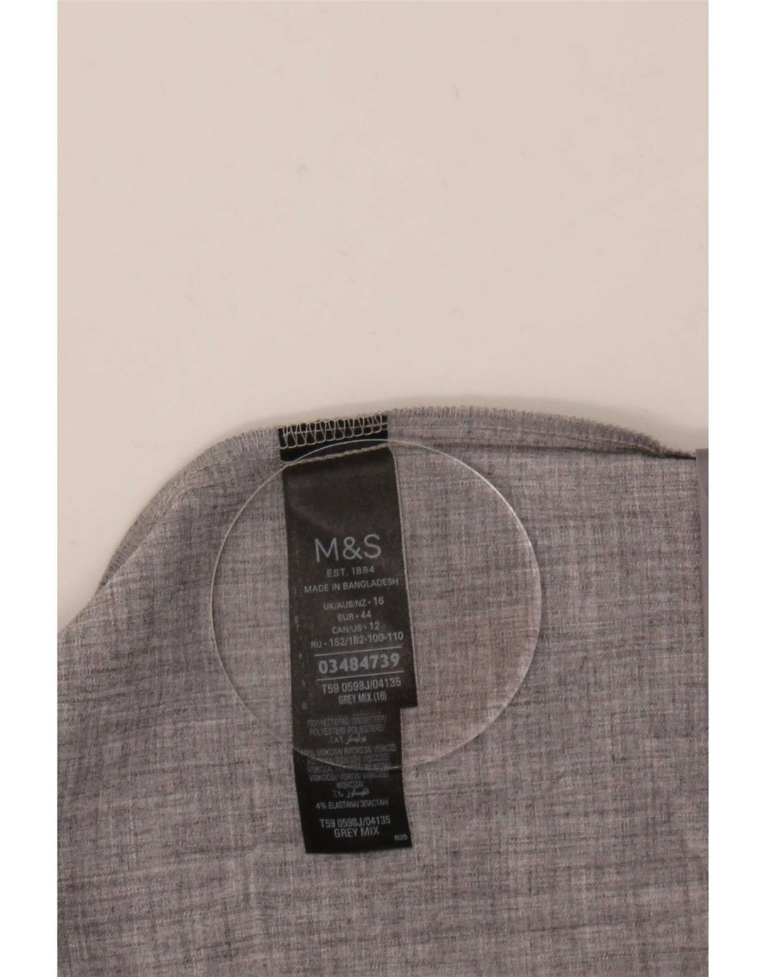 Marks & Spencer Womens 3/4 Sleeve Open Blazer Jacket UK 16 Large Grey