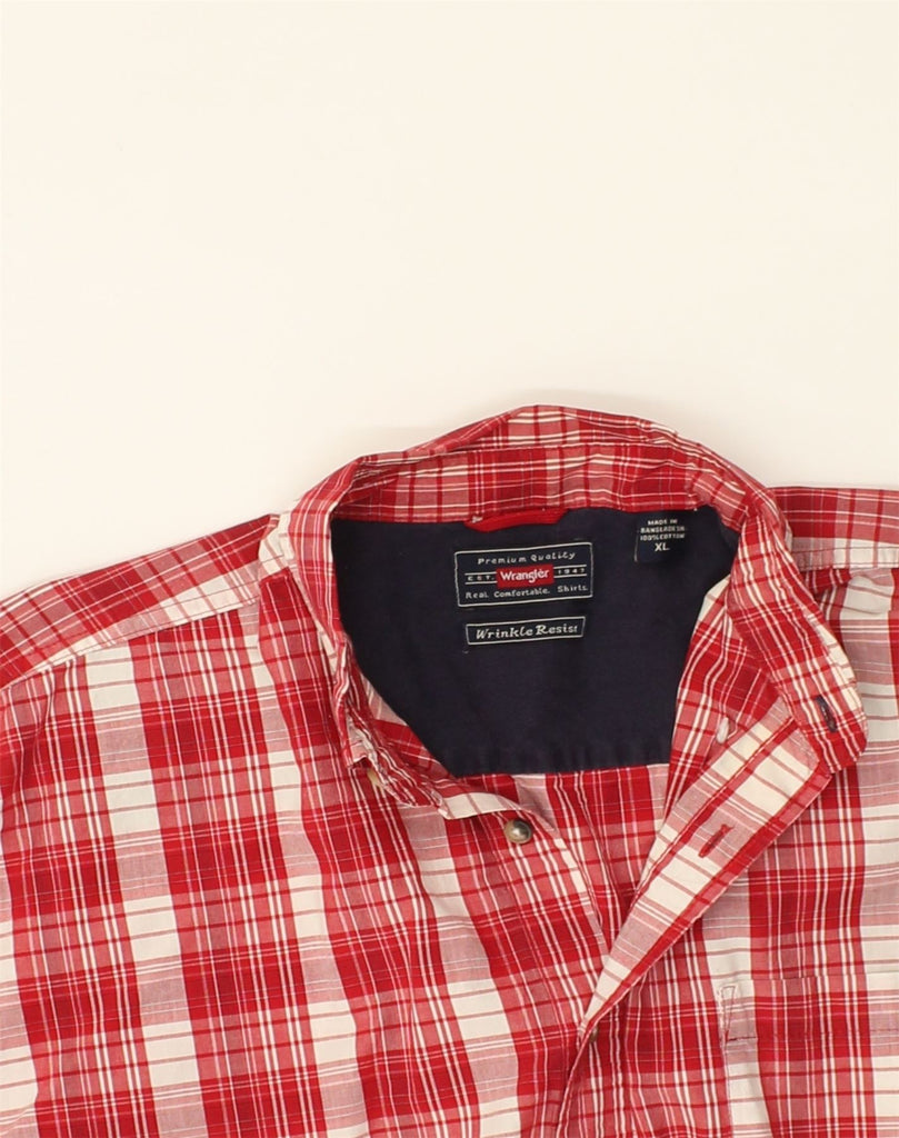 WRANGLER Mens Short Sleeve Shirt XL Red Check Cotton | Vintage Wrangler | Thrift | Second-Hand Wrangler | Used Clothing | Messina Hembry 