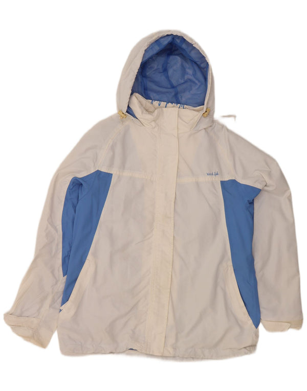 Weird Fish Womens Hooded Rain Jacket UK 14 Large White Colourblock Nylon