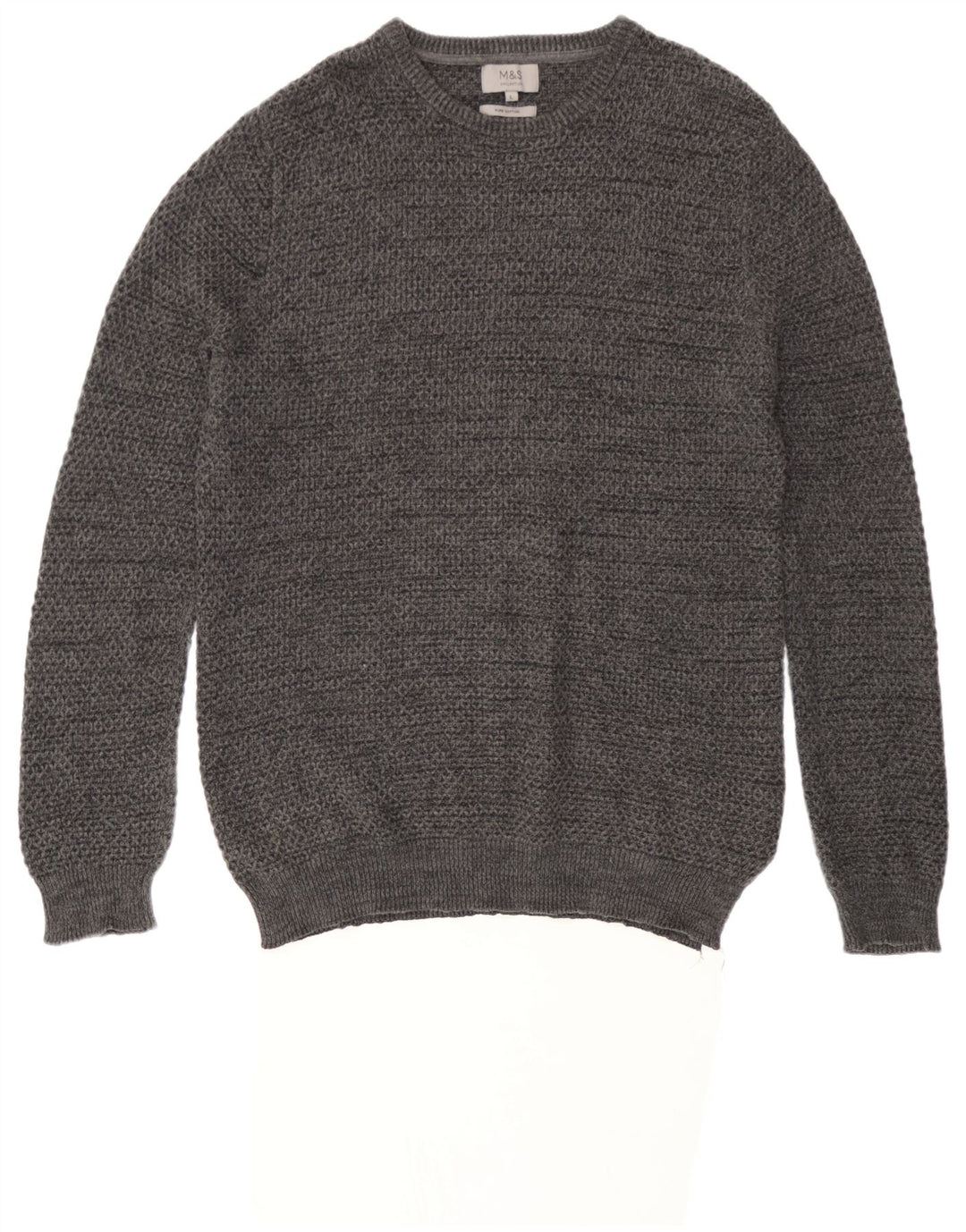 Marks & Spencer Mens Crew Neck Jumper Sweater Large Grey Flecked Cotton