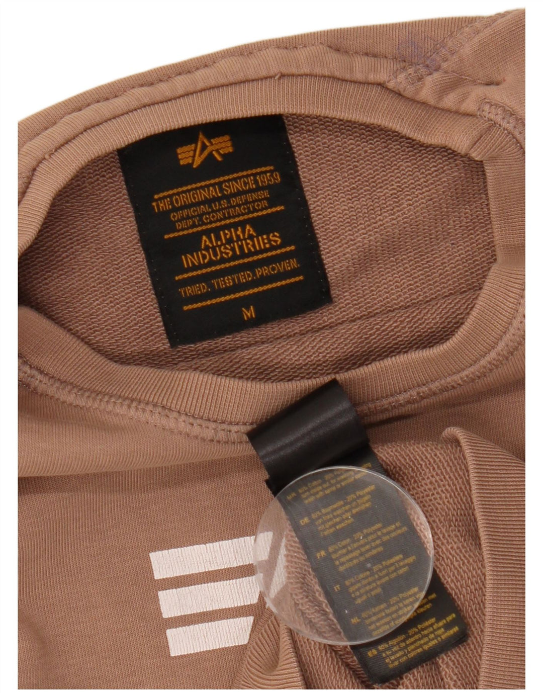 ALPHA INDUSTRIES Womens Graphic Sweatshirt Jumper UK 14 Medium Brown