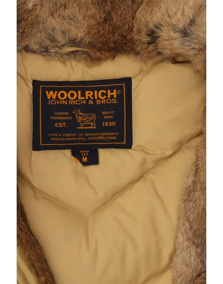 Woolrich Womens Padded Coat UK 14 Medium Beige Cotton