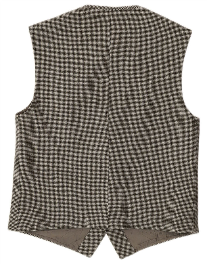 Vintage Mens Waistcoat Small Grey Houndstooth