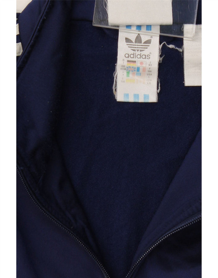 ADIDAS Mens Tracksuit Top Jacket UK 42/44 Large Navy Blue Polyester