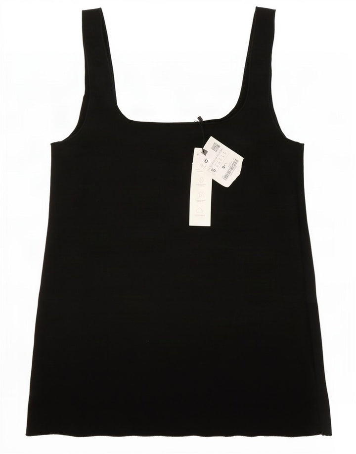 Zara Womens Cami Top UK 10 Small Black Viscose