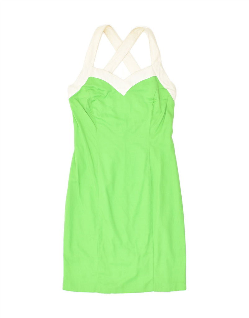MARELLA Womens Sleeveless Sheath Dress IT 44 Medium Green Cotton | Vintage Marella | Thrift | Second-Hand Marella | Used Clothing | Messina Hembry 