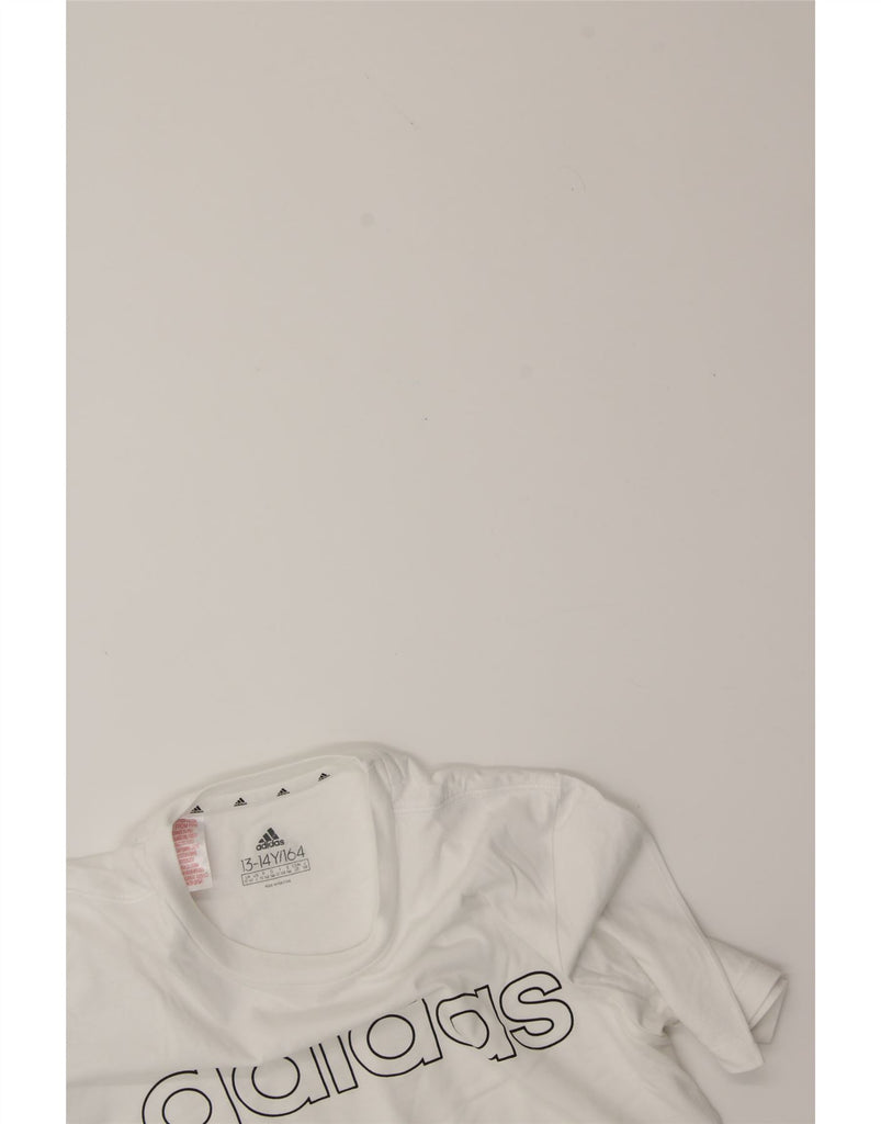 ADIDAS Boys Graphic T-Shirt Top 13-14 Years White Vintage Adidas and Second-Hand Adidas from Messina Hembry 