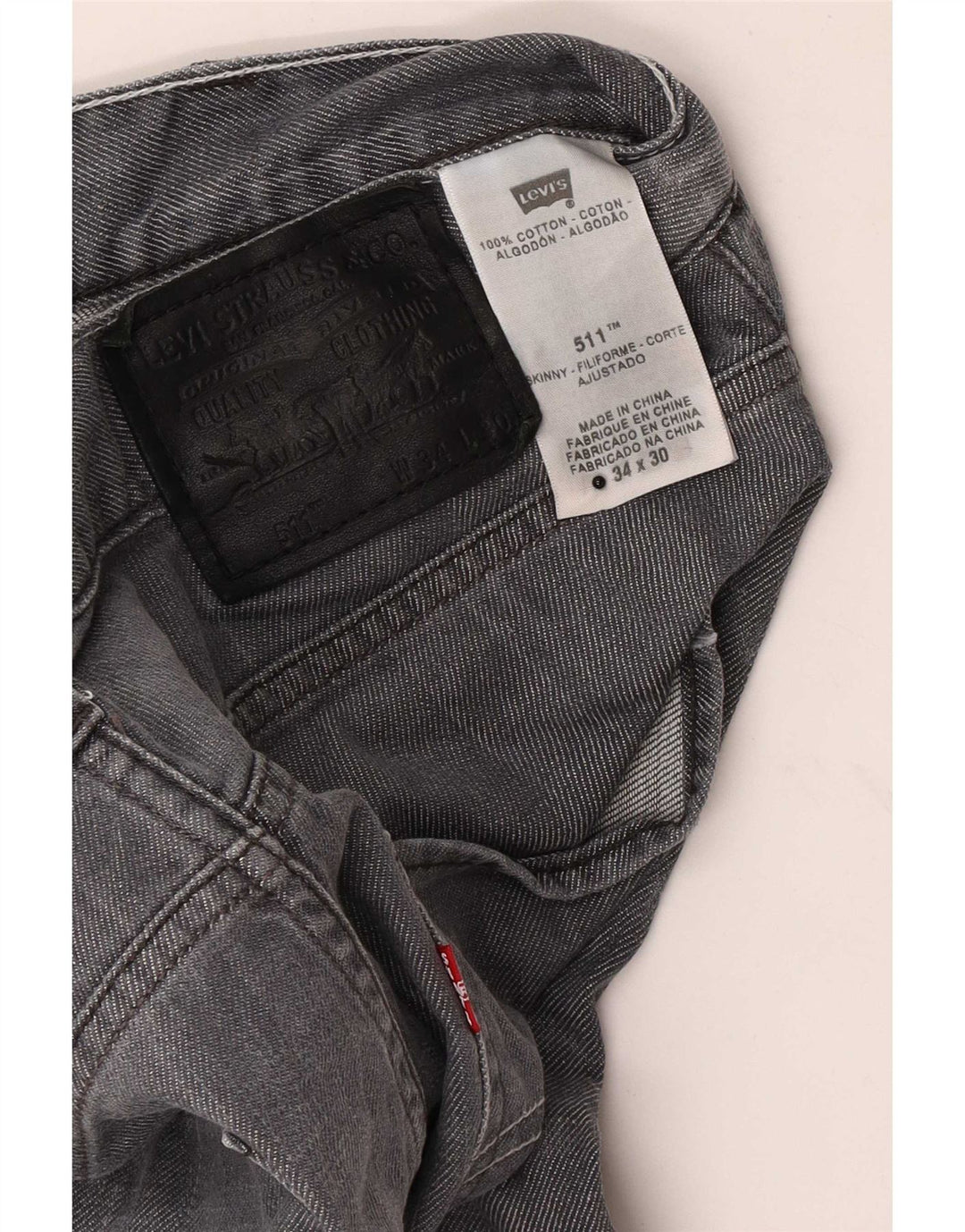 Levi's Mens 511 Slim Jeans W34 L30 Grey Cotton
