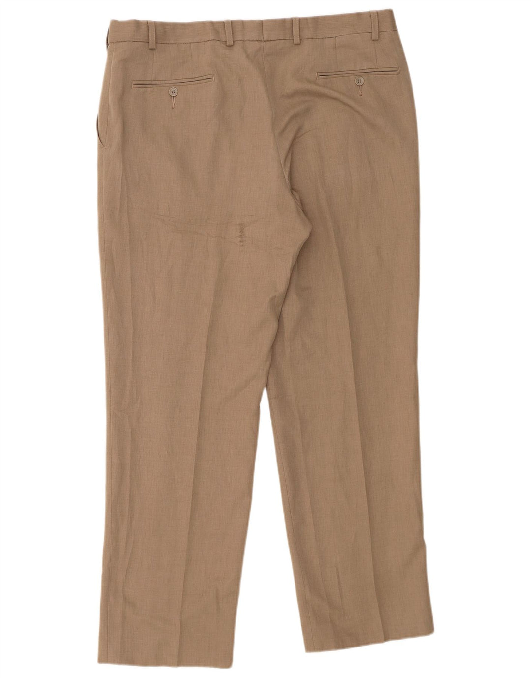Marks & Spencer Mens Straight Suit Trousers W38 L31 Beige Polyester