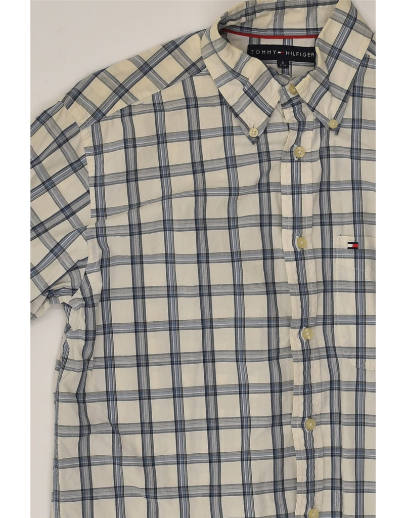 TOMMY HILFIGER Mens Shirt Small Off White Check Cotton | Vintage Tommy Hilfiger | Thrift | Second-Hand Tommy Hilfiger | Used Clothing | Messina Hembry 