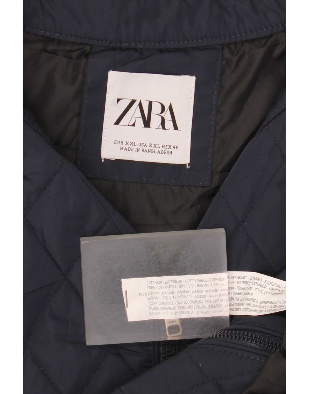 Zara Mens Quilted Gilet UK 44 2XL Navy Blue Polyester