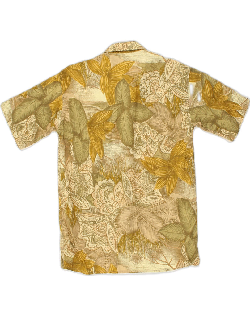 VINTAGE Womens Short Sleeve Shirt EU 38 shirtMedium Beige Floral Cotton | Vintage Vintage | Thrift | Second-Hand Vintage | Used Clothing | Messina Hembry 