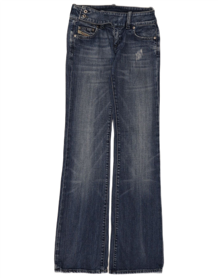 Diesel Womens Low Waist Distressed Bootcut Jeans W25 L33 Blue Cotton