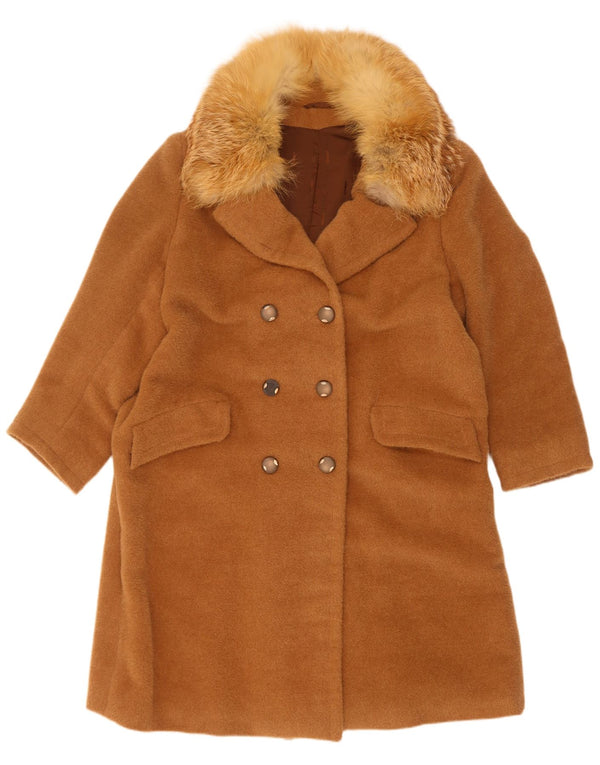 Vintage Womens Double Breasted Coat UK 16 Large Beige