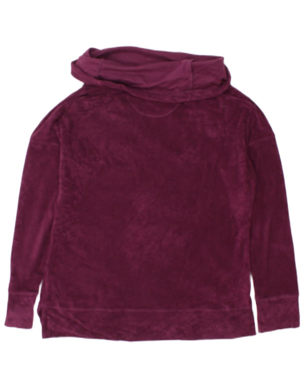 Calvin Klein Womens Velour Sweatshirt Jumper UK 16 Large Maroon Polyester