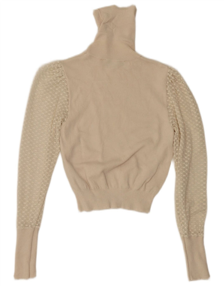 Zara Womens Crop Roll Neck Jumper Sweater UK 8 Small White Viscose